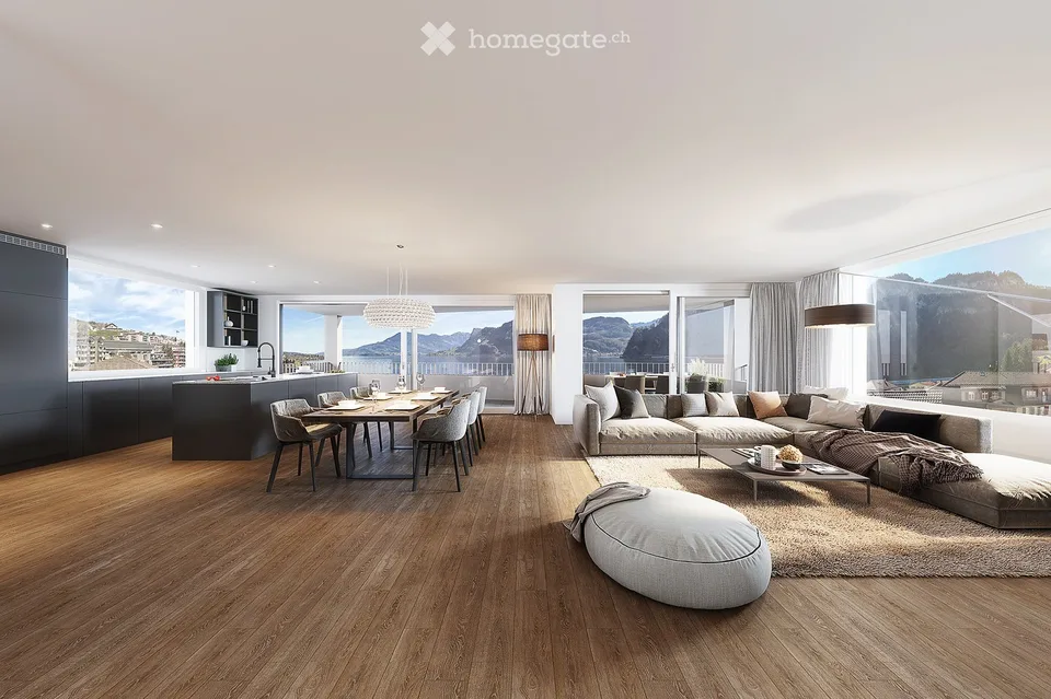 Letzte Exklusive 5.5-Zimmer-Neubau-Terrassenwohnung mit Seeblick in Hergiswil NW KEINE Makler!!