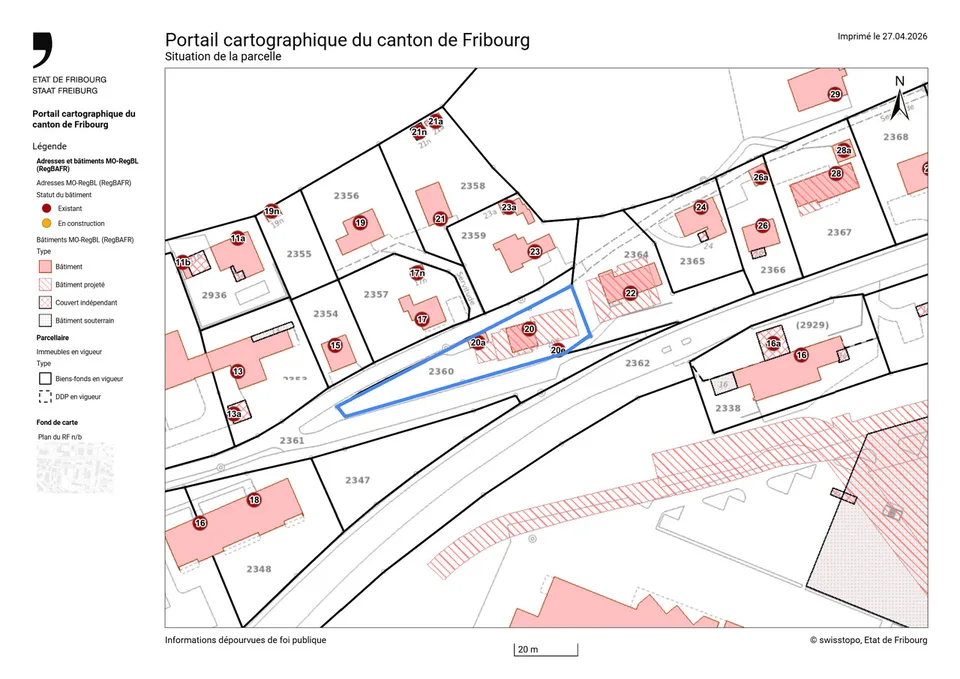 Plot in residential area in Avry-sur-Matran