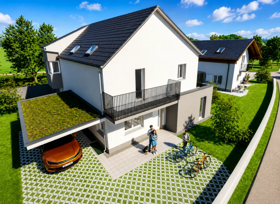 Casa unifamiliare moderna con 6,5 locali, carport e parcheggio