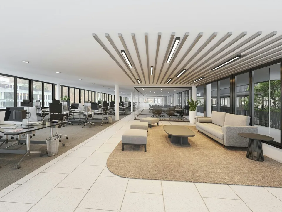 Uffici, studi o showrooms da 150 m2 a 1'120 m2 in modo diverso: inondati di luce e con atmosfera di patio