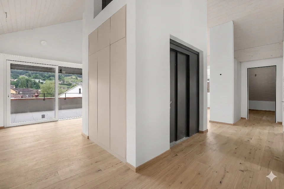 Erstbezug: exklusive Attika-Wohnung mit riesigem Balkon und Cheminée