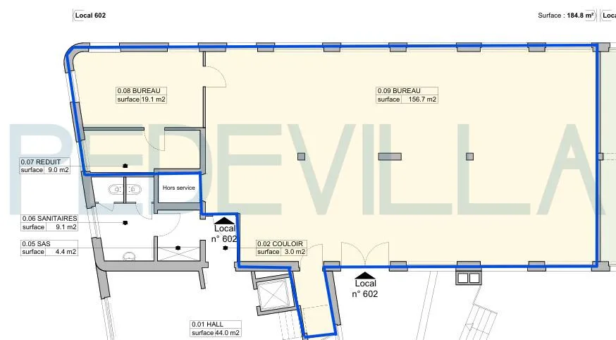 Local commercial de 185 m² au rez-de-chaussée