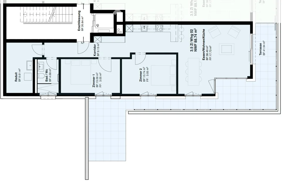Primo affitto dell'appartamento terrazza moderno 3.5 locali a Bassersdorf - Edificio nuovo 2026