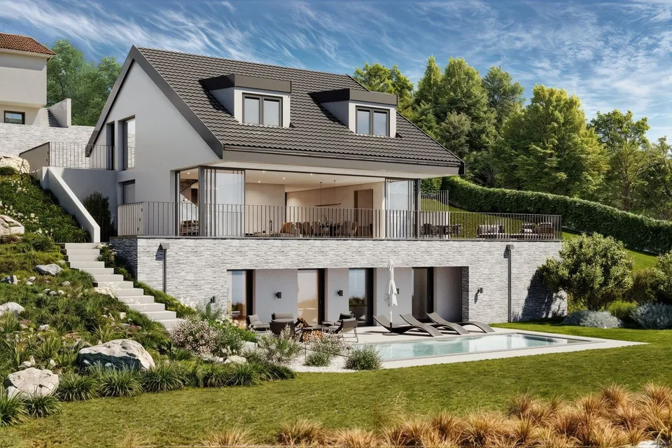 Une vue à couper le souffle, villa individuelle sur plans.