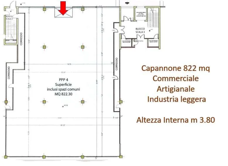 MENDRISIO: HANGAR 822 M² AVEC 15 EMPLACEMENTS DE STATIONNEMENT