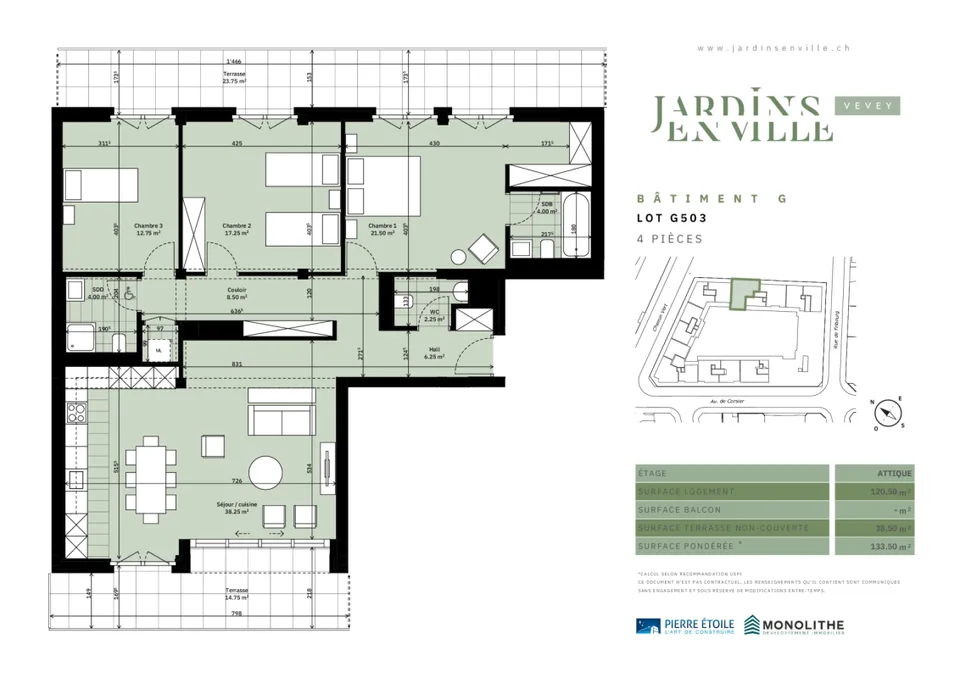 Spacious 4.5-room crossing attic with terraces of 38.5 m² – photo 7 of 7