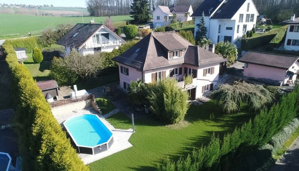 Maison individuelle de 6.5 pces ( 170 m2 ) +un apparemment de 3 pces de 61m2 , piscine et grand jardin - à 10 min de Lausanne