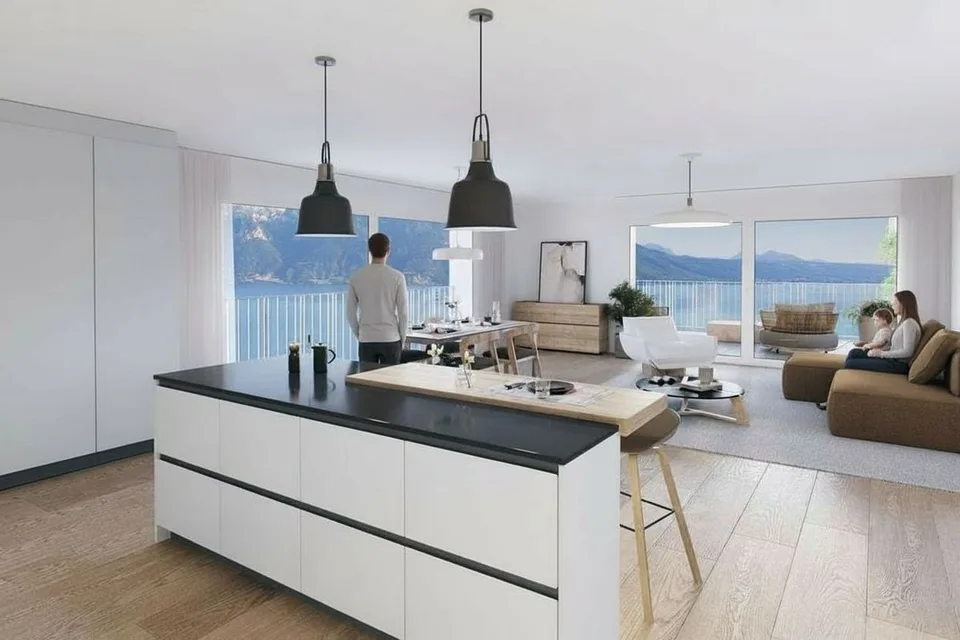 Attique en duplex d'exception neuf 5.5 pièces avec grand balcon et vue spectaculaire sur le lac Léman
