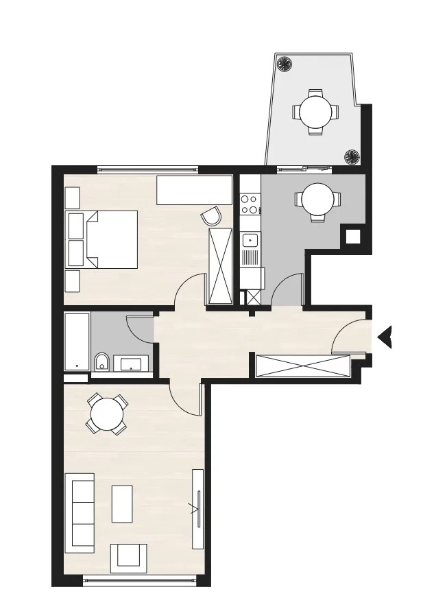 Grosszügige, möblierte 2.5-Zimmer-Wohnung mit Balkon in den Innenhof in Zürich Wiedikon – Foto 14 von 14