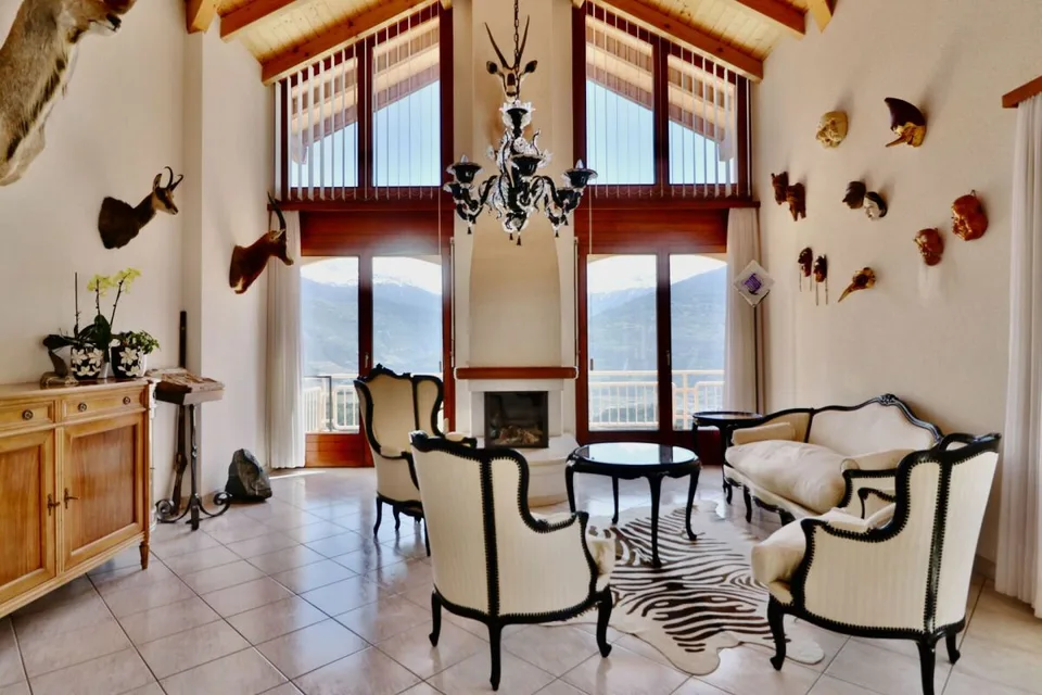 Villa + 2,5 locali con piscina a Savièse - Vista panoramica