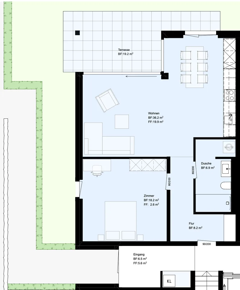 Superbe appartement 2.5 pièces au rez-de-chaussée & jardin privé