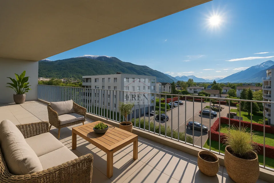 Superba mansarda di 4 locali con facciate vetrate e ampio balcone-terrazza panoramico di 45 m2