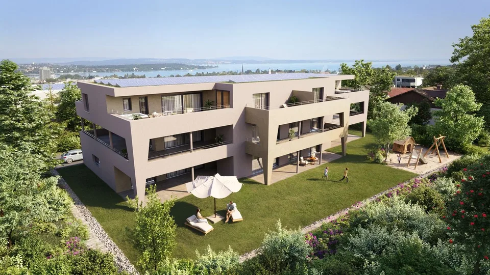 moderne exklusive 4.5 Zimmerwohnung im Erdgeschoss mit grossem Sitzplatz