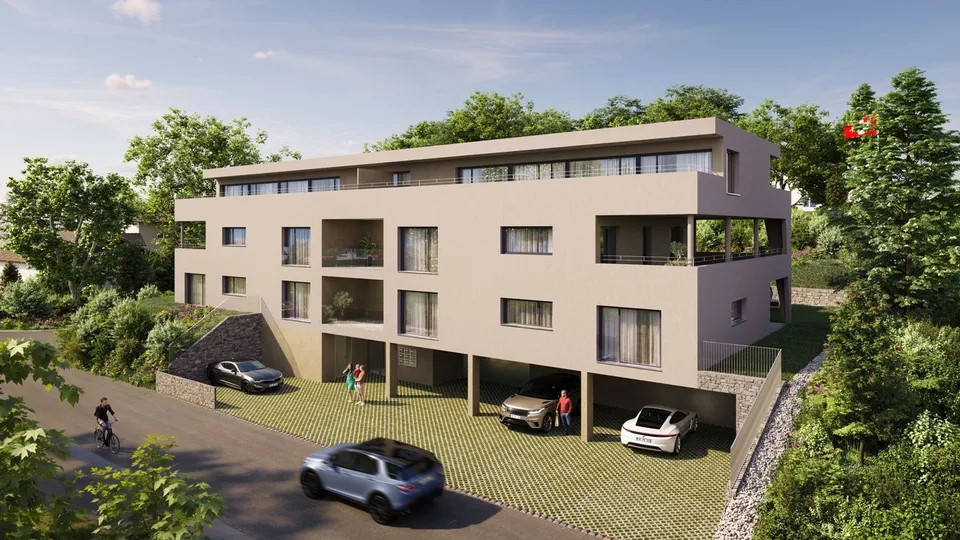 moderne exklusive 4.5 Zimmerwohnung im Erdgeschoss mit grossem Sitzplatz