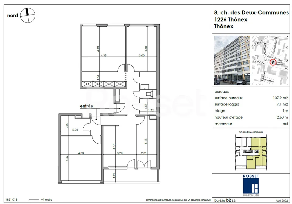 Bureaux d'environ 108 m² au 1er étage