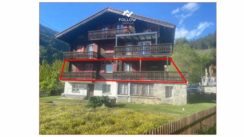 Grosse, teilrenovierte und familienfreundliche 4.5-Zimmer-Wohnung mit Balkon und Gartenanteil im Dorfzentrum von Fiesch