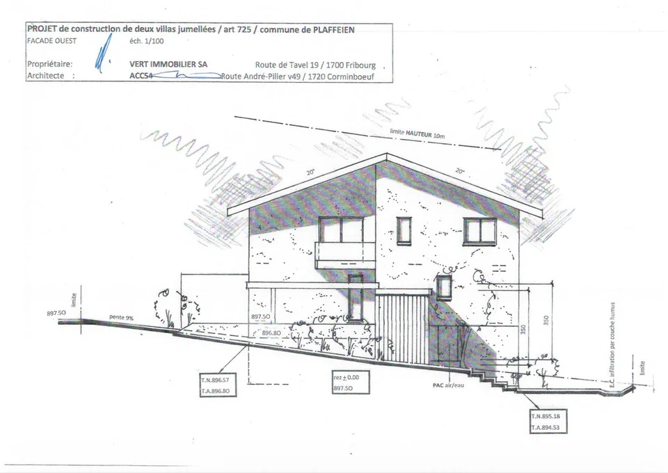 Projet de construction - 2 villas contiguës avec studio à Plaffeien