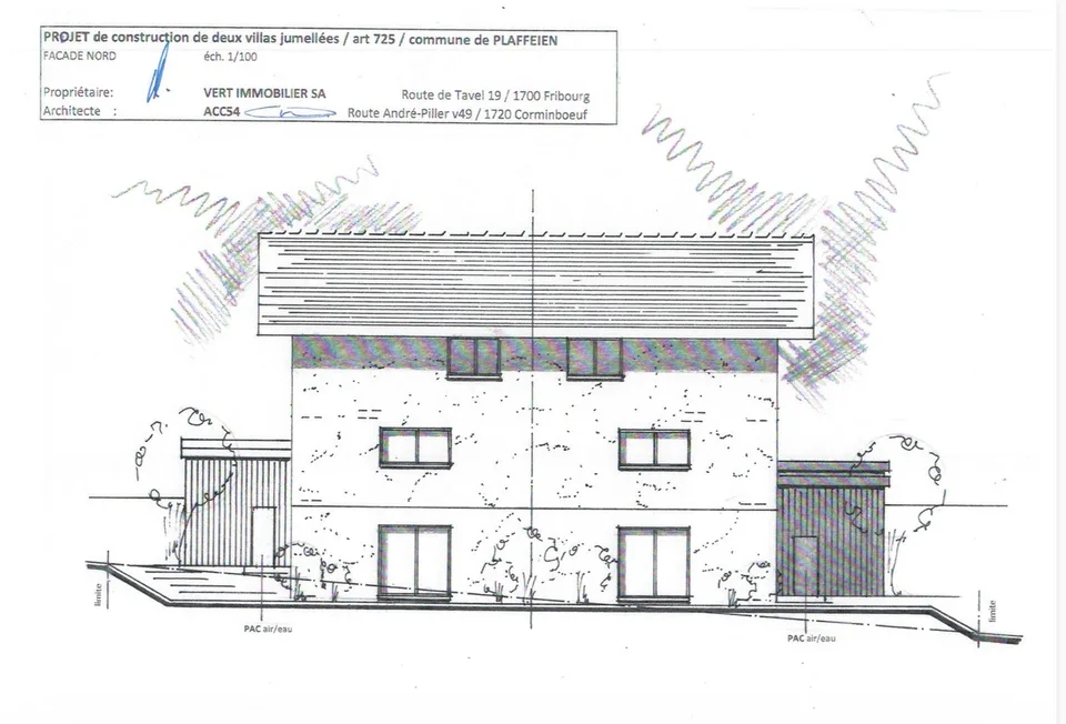 Projet de construction - 2 villas contiguës avec studio à Plaffeien