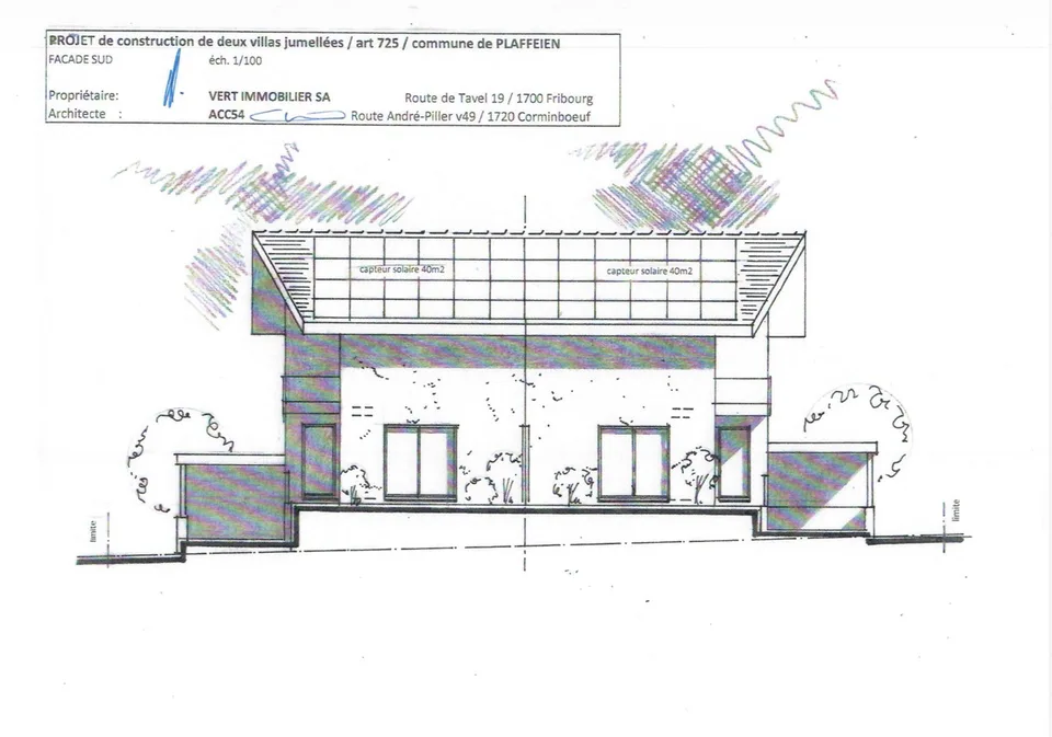 Projet de construction - 2 villas contiguës avec studio à Plaffeien