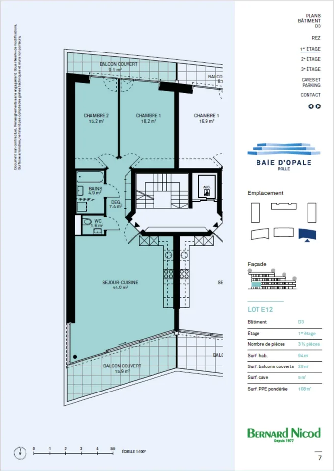 Appartamento di 3,5 locali con vista sul Lago di Ginevra