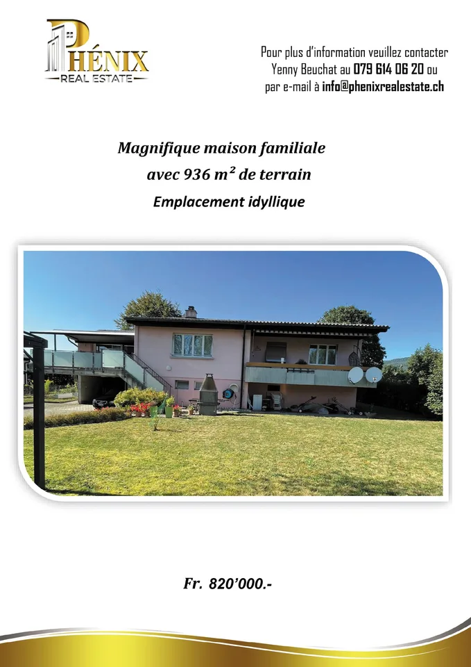 Villa familiale de 6 pièces avec vue magnifique à Courroux