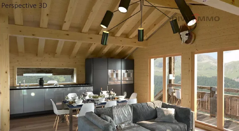 Chalet de standing de 5.5 pièces sur plan, vue panoramique.