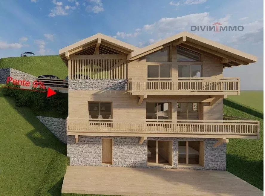Luxus-Chalet mit 5,5 Zimmern auf Plan, Panoramablick.
