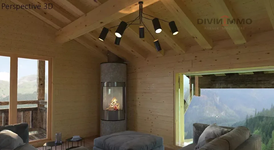 Luxus-Chalet mit 5,5 Zimmern auf Plan, Panoramablick.
