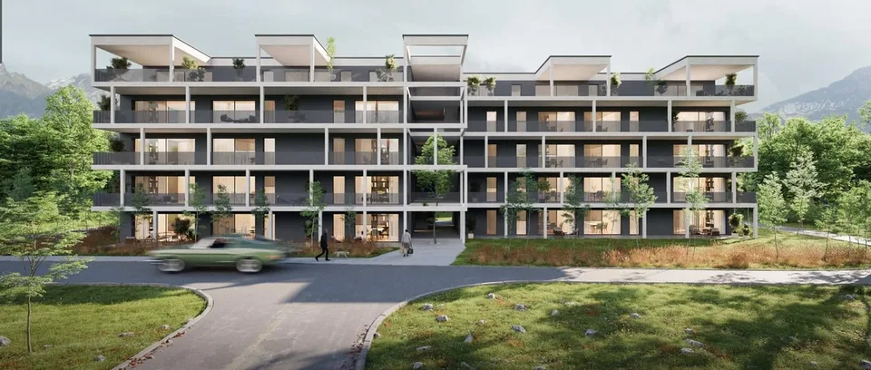 Ambiente di vita idilliaco ad Aproz: il vostro appartamento di 3.5 locali nuovo tra Natura e Città