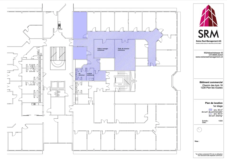 Surface artisanale avec espaces partagés – CTN 18, Plan-les-Ouates – 1er étage : env. 45 m²