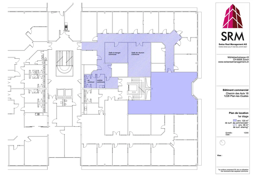 Surface artisanale avec espaces partagés – CTN 18, Plan-les-Ouates – 1er étage : env. 156 m²