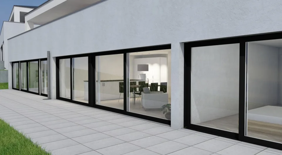 Neubau 4½ Erdgeschosswohnungen mit grosszügigen Landanteilen im Guldifeld 3182 Ueberstorf