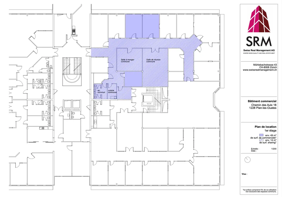 Surface artisanale avec espaces partagés – CTN 18, Plan-les-Ouates – 1er étage : env. 63 m²