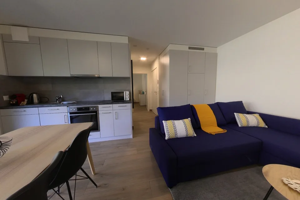 Appartamento luminoso con 1 camera da letto, terrazza e parcheggio, vicino a spazi verdi