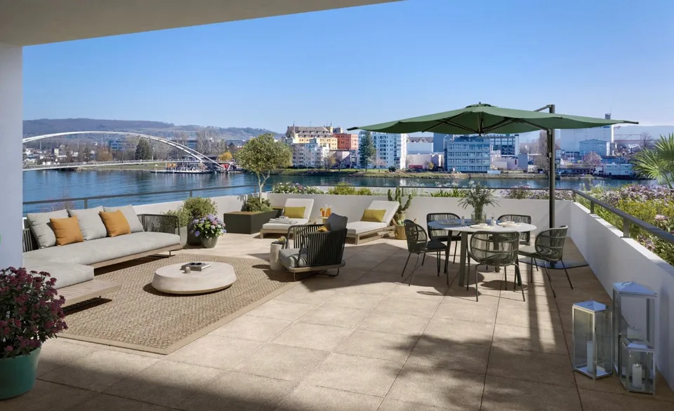 Moderne 3-Zimmer-Wohnung mit Flussblick in Huningue