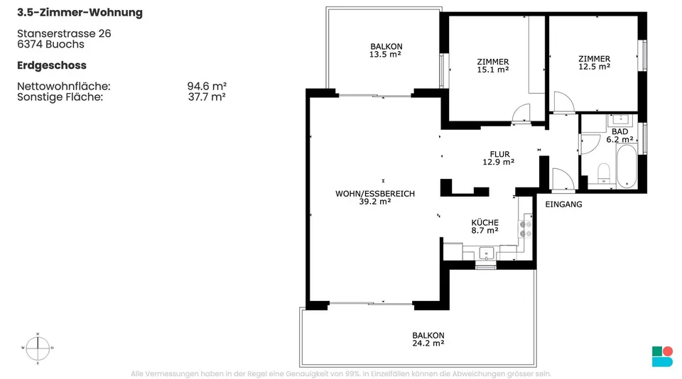 Maison multifamiliale moderne avec trois appartements de 3,5 pièces à Buochs – photo 9 sur 11