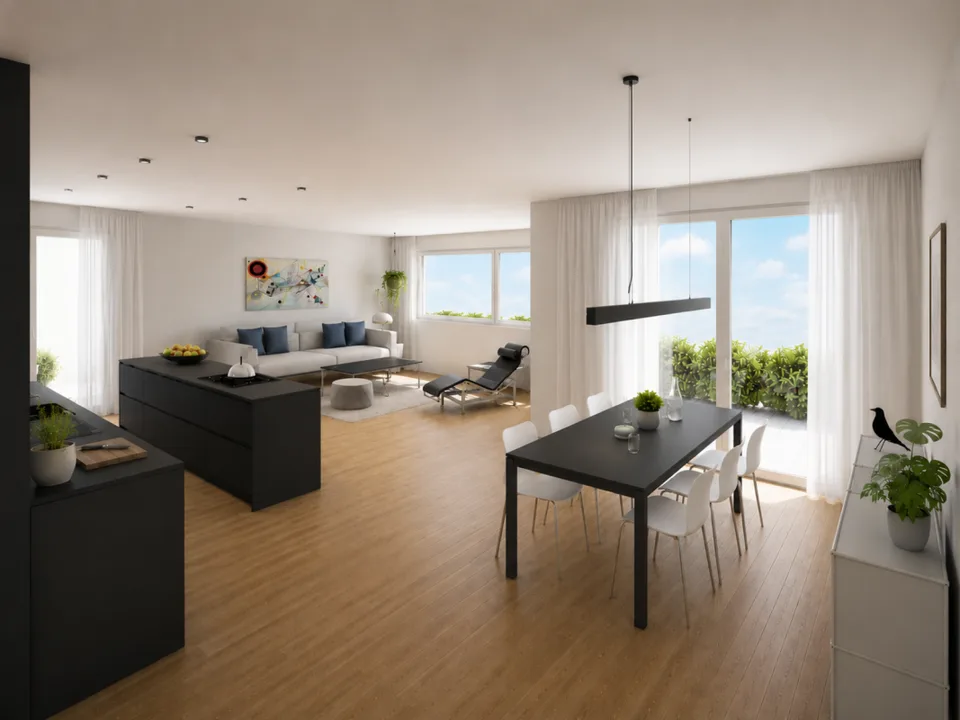 Grosszügige Terrassen-Wohnung mit Bergsicht und privatem Gartenanteil