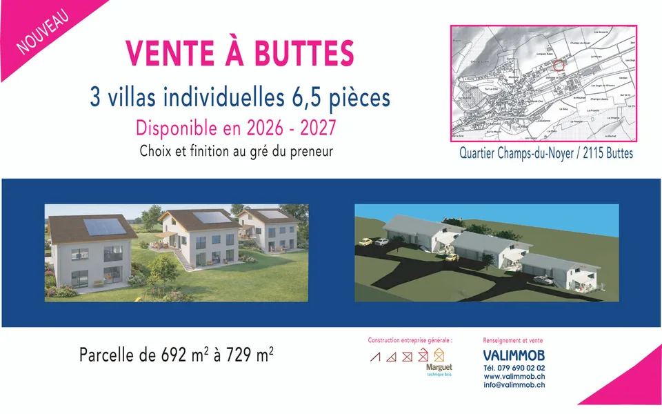 2115 Buttes/NE Nouvelle construction de 3 villas individuelles  avec garages