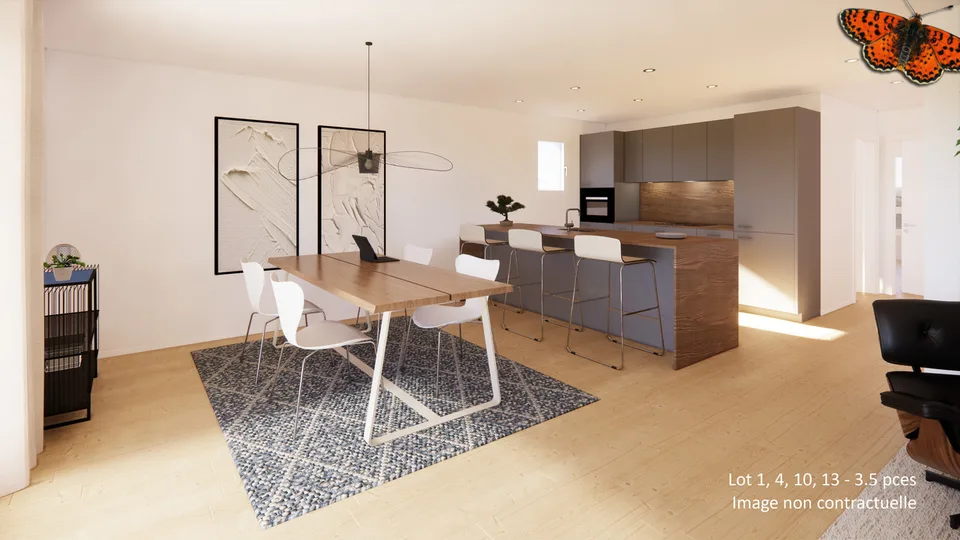 Bell'appartamento di 3½ locali con grande terrazza e giardino privato con vista sulle Préalpes