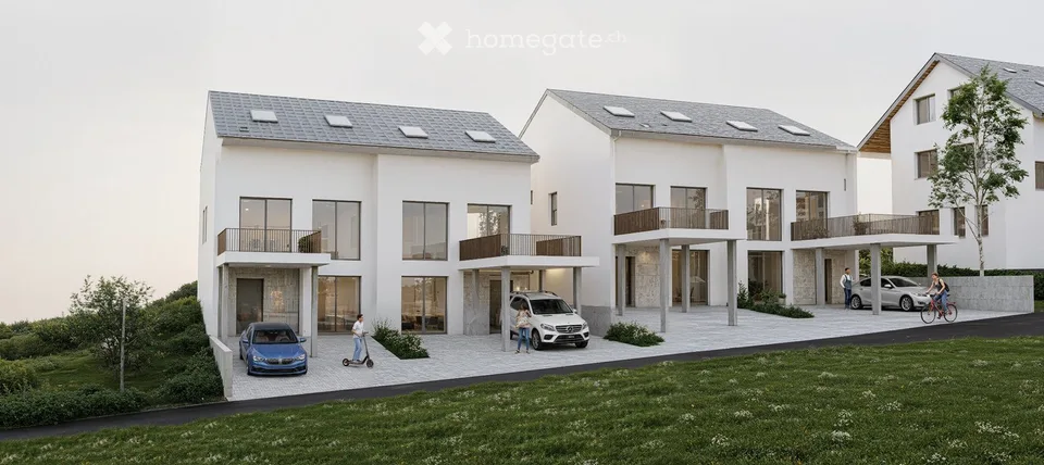 Due case a schiera a Buckten – sostenibili, moderne, rivolte al futuro