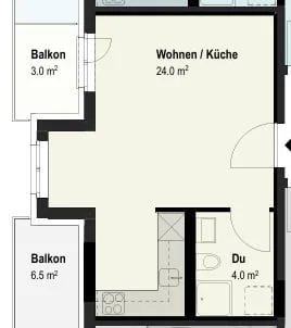 Charmant appartement 1.5 pièces sur la Konstanzerstrasse à Kreuzlingen