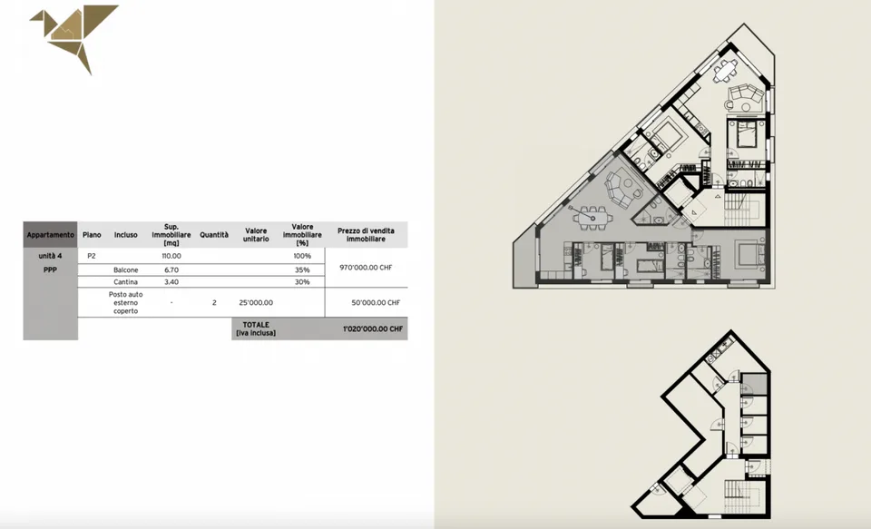 ORIGLIO RESIDENZA ORIGAMI · ELEGANTE 4.5 LOCALI DI DESIGN – foto 7 di 8