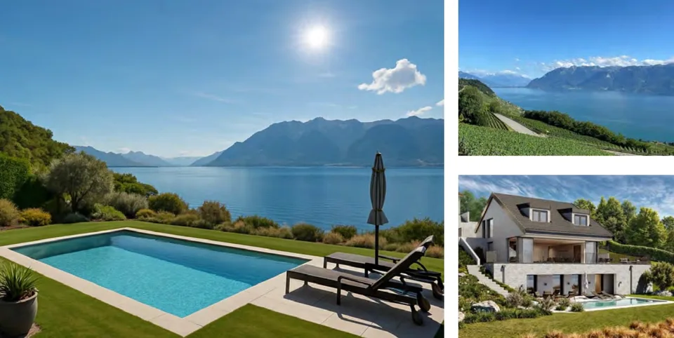 Magnifique villa neuve de 6,5 pièces avec piscine et vue lac à Chexbres