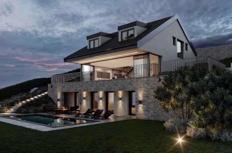 Prächtige neue 6,5-Zimmer-Villa mit Pool und Seeblick in Chexbres