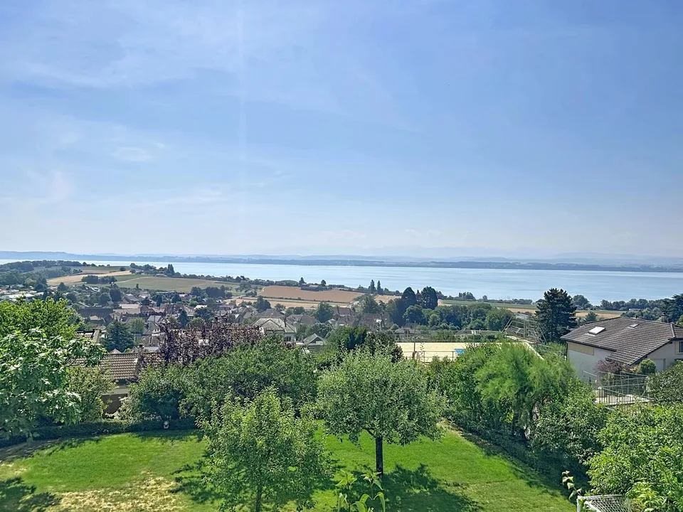 Un écrin de verdure avec vue panoramique sur le lac et les alpes