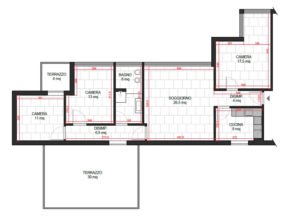 Wohnung mit 4.5 Zimmern und Terrasse in Chiasso