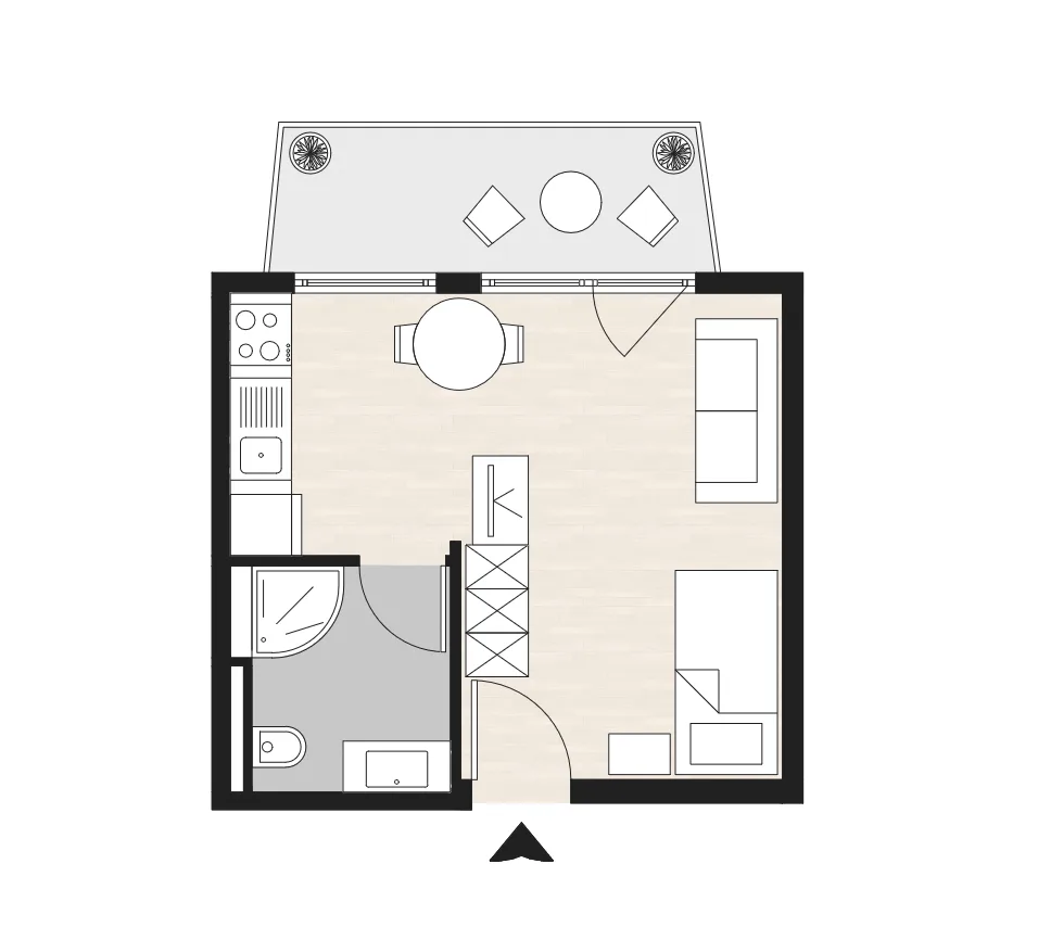 Studio centrale, arredato con balcone su cortile interno a Zurigo Wiedikon – foto 12 di 12