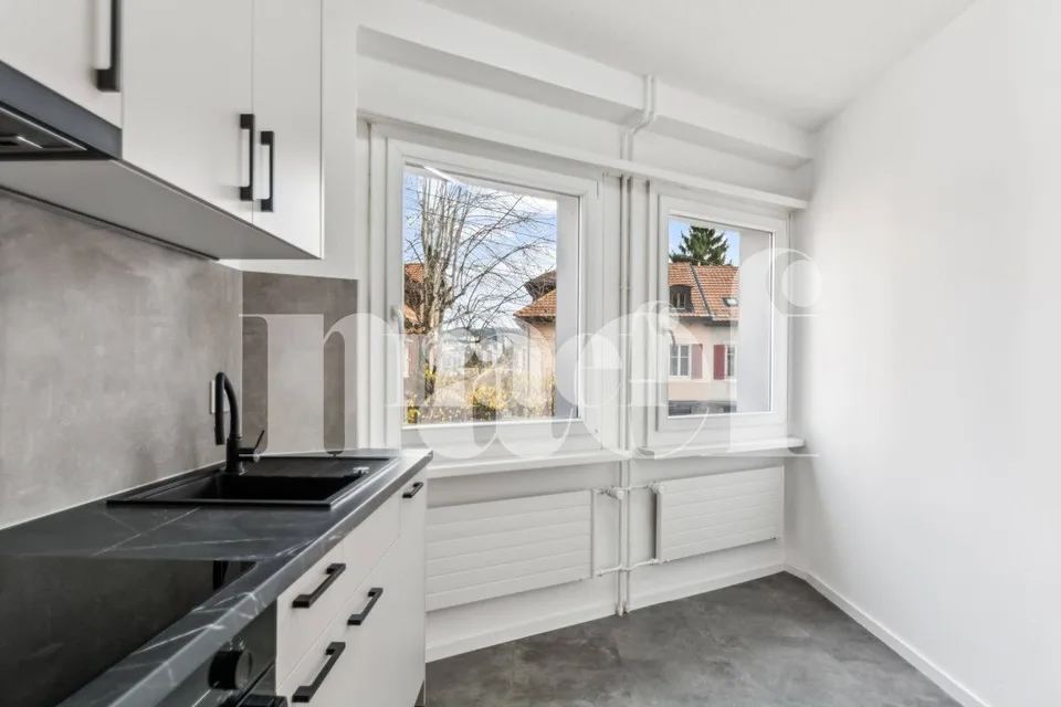 Bel appartement de 2 pièces entièrement rénové avec balcon au rez
