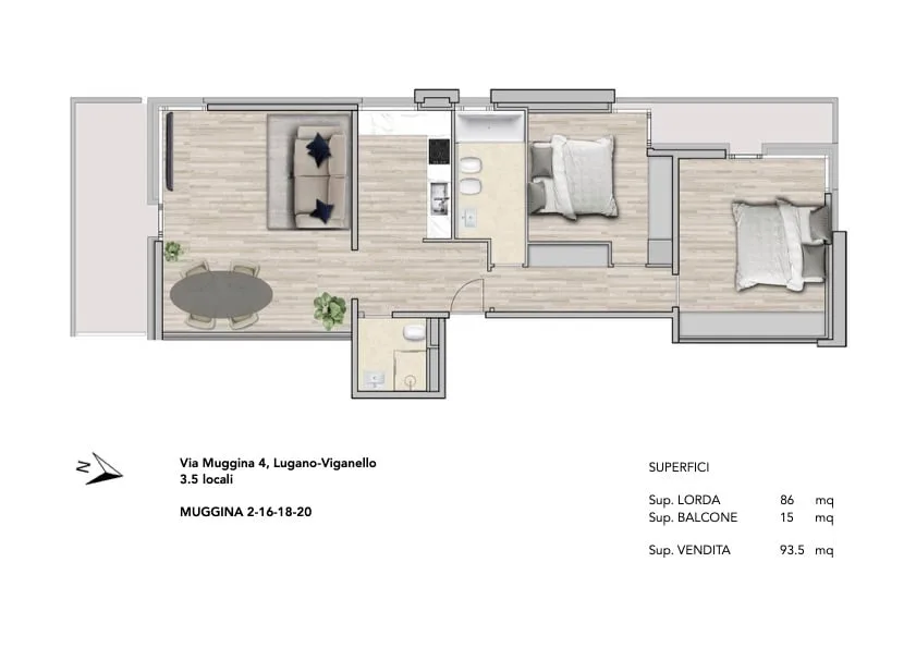Moderno appartamento 3.5 locali a Viganello con vista panoramica – foto 15 di 16
