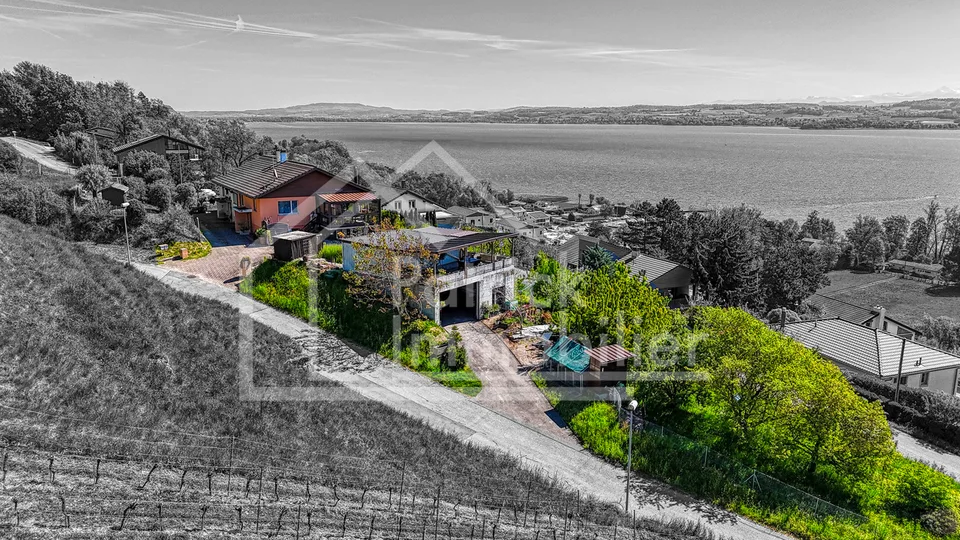 Maison mitoyenne avec vue imprenable sur le lac de Morat et fort potentiel constructible